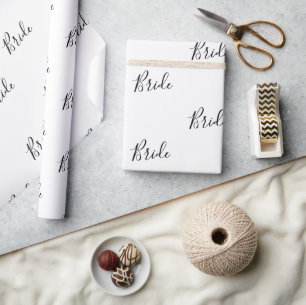 Papier Cadeau Élégant nom de mariée de script noir personnalisé