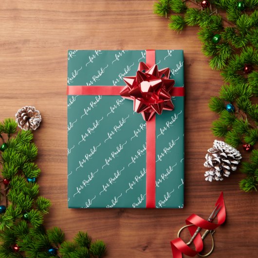 Papier Cadeau Élégant Nom Vert Balise Script Cursif Noël (Cadeau de vacances)