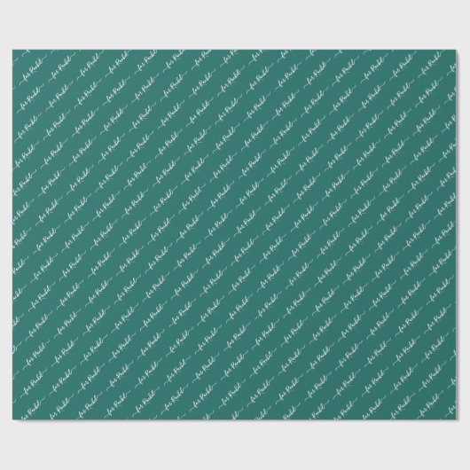 Papier Cadeau Élégant Nom Vert Balise Script Cursif Noël (Plat)