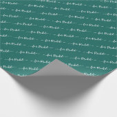 Papier Cadeau Élégant Nom Vert Balise Script Cursif Noël (Coin)