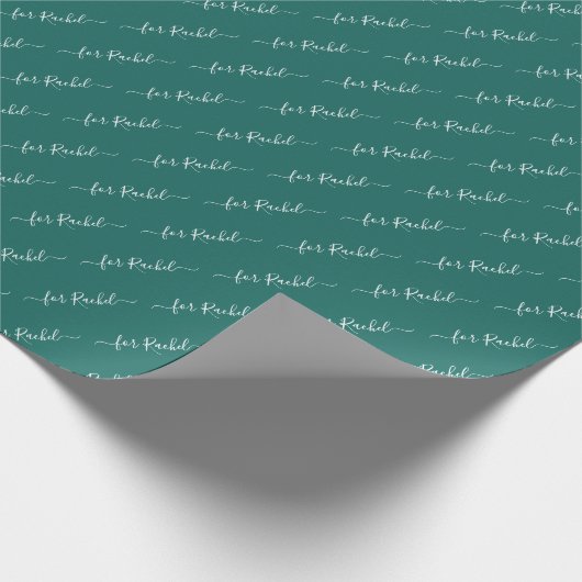Papier Cadeau Élégant Nom Vert Balise Script Cursif Noël (Coin)