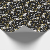 Papier Cadeau Élégant Oiseau boisé noir et or (Coin)