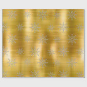 Papier Cadeau Élégant or argent Noël flocons de neige vacances (Plat)