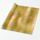 Papier Cadeau Élégant or argent Noël flocons de neige vacances (Déroulé)