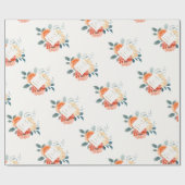 Papier Cadeau Élégant or Blush Floral Script Mariage (Plat)