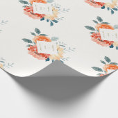 Papier Cadeau Élégant or Blush Floral Script Mariage (Coin)