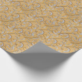 Papier Cadeau Elégant or et Argent Scroll Damask (Coin)