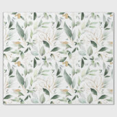 Papier Cadeau Elégant or Eucalyptus Feuilles de verdure (Plat)