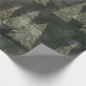 Papier Cadeau Élégant or Fairylight Pine Trees Noël (Coin)