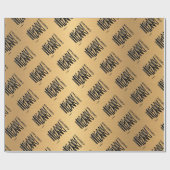 Papier Cadeau Elégant or Jaune Noël moderne Noir (Plat)