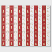 Papier Cadeau Élégant or Joyeux Monogramme de Noël (Plat)