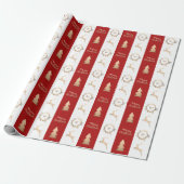 Papier Cadeau Élégant or Joyeux Monogramme de Noël (Déroulé)