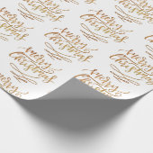 Papier Cadeau Élégant or Joyeux Noël Script Calligraphie (Coin)