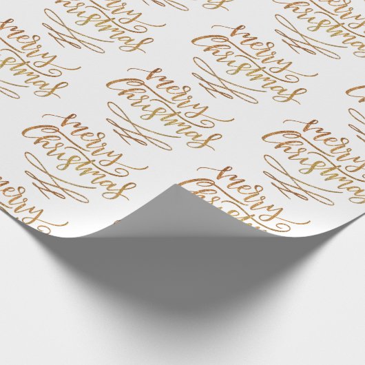 Papier Cadeau Élégant or Joyeux Noël Script Calligraphie (Coin)