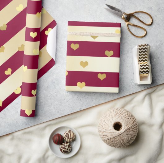 Papier Cadeau Elégant or moderne Valentine's day coeur motif (Artisanat)