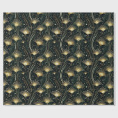 Papier Cadeau Elégant or noir art déco floral (Plat)
