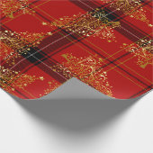 Papier Cadeau Elégant or & Plaid Christmas Tree Motif (Coin)