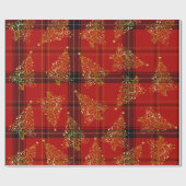 Papier Cadeau Elégant or & Plaid Christmas Tree Motif (Plat)