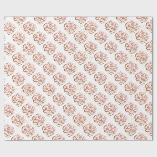 Papier Cadeau Élégant or rose Script Joyeux Noël (Plat)