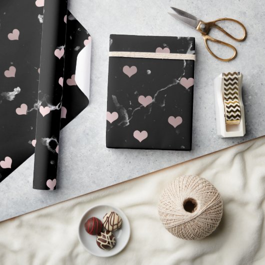 Papier Cadeau Élégant or rose Valentine's day coeur motif (Artisanat)