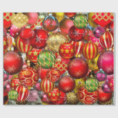 Papier Cadeau Élégant or rouge Noël ornements vacances (Plat)