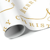 Papier Cadeau Élégant or Script Nom Monogramme Joyeux Noël (Coin rond)