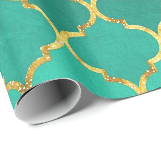 Papier Cadeau Elégant or tendance fausse parties scintillant qua (Coin rond)