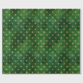 Papier Cadeau Élégant or vert lumières de Noël étoiles motif (Plat)