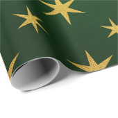 Papier Cadeau Elégant or vert Noël étoile Motif cadeau (Coin rond)