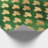 Papier Cadeau Élégant or vert ornements de Noël motif (Coin)