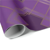 Papier Cadeau élégant or violet rayures vacances Wrapper Papier (Coin rond)