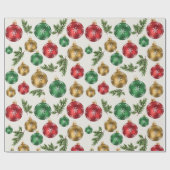 Papier Cadeau Elegant Ornaments & Pine Wrapping Paper (Plat)
