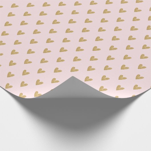 Papier Cadeau Élégant papier d'enveloppement de coeur rose or (Coin)