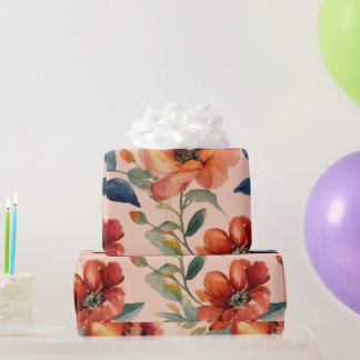 Papier Cadeau Élégant papier d'enveloppement de fleurs d'aquarel