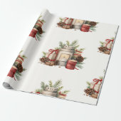 Papier Cadeau Élégant papier d'enveloppement de Noël en rouge et (Déroulé)