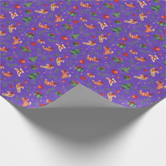 Papier Cadeau Élégant papier d'enveloppement de Noël violet - Fe (Coin)