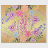 Papier Cadeau Élégant papier d'enveloppement Floral rose or (Plat)