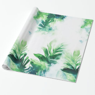 Papier Cadeau Élégant papier vert feuilleté tropicale