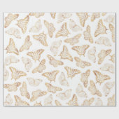 Papier Cadeau Élégant papillon Parties scintillant or (Plat)