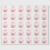 Papier Cadeau Elégant Papillon rose Peony Botanique Anniversaire (Plat)