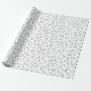 Papier Cadeau Élégant Parties scintillant d'argent Motif Leopard
