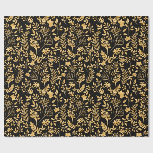 Papier Cadeau Elégant Parties scintillant or Foliage noir Design (Plat)
