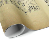 Papier Cadeau Élégant Partition Vintage Notes Love Song (Coin rond)