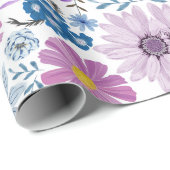 Papier Cadeau Elégant Pastel Aquarelle Blossom Textil Style (Coin rond)