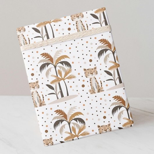 Papier Cadeau Élégant Pastel Jaguar Jungle Motif