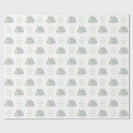 Papier Cadeau Élégant Pastel Noël Arbre Nom Noël (Plat)
