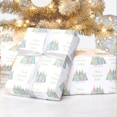 Papier Cadeau Élégant Pastel Noël Arbre Nom Noël