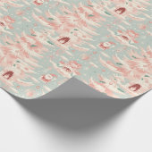 Papier Cadeau Elégant Pastel Noël Père Noël Motif, Arbres (Coin)