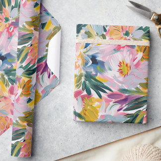 Papier Cadeau Élégant Pastel rose Abstrait motif floral