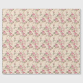 Papier Cadeau Élégant Pastel Rose Roses Floral (Plat)